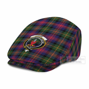 Logan Family Crest Tartan Jeff Cap, Tartan Flat Cap