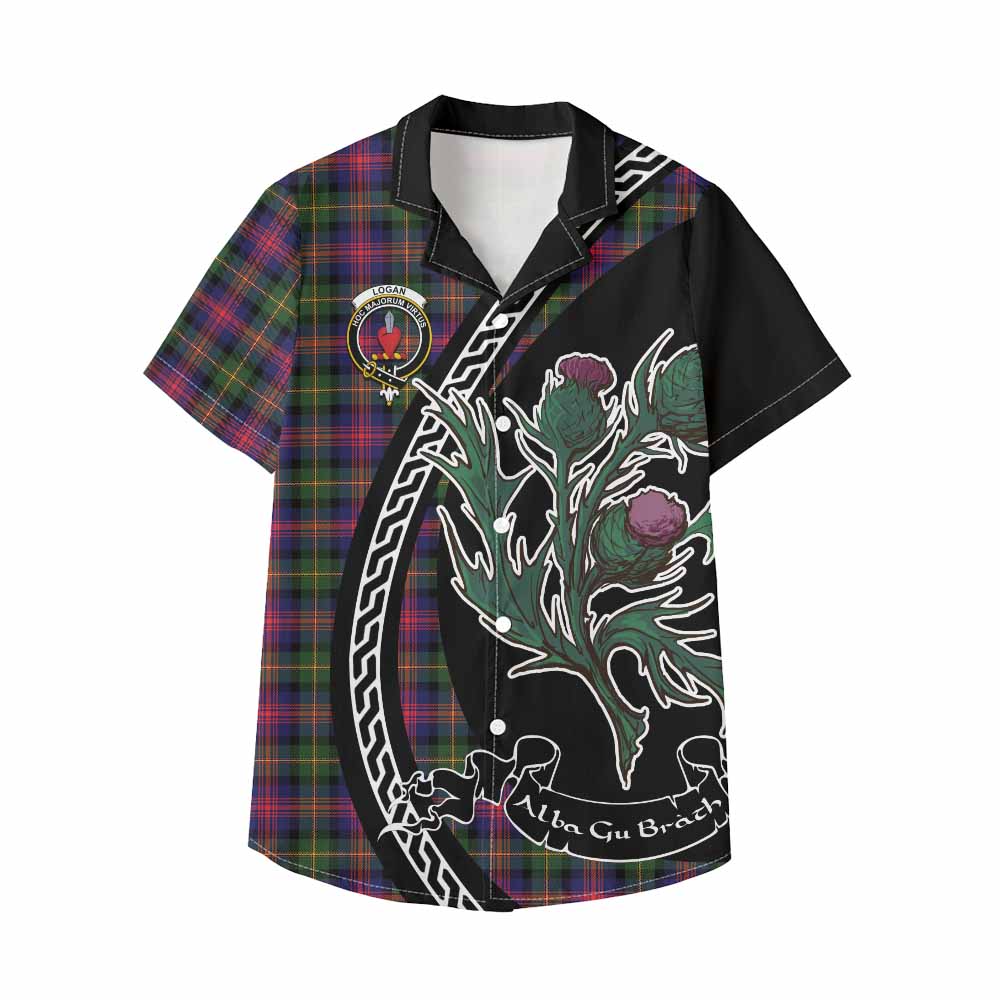 Logan Family Crest Tartan Kid Hawaiian Shirt Alba Thistle Inspired - Tartan Vibes Clothing