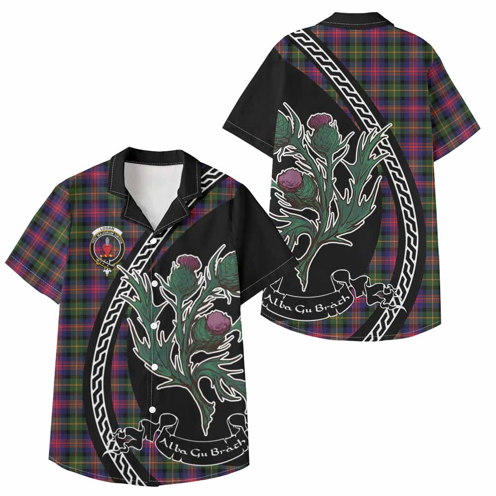Logan Family Crest Tartan Kid Hawaiian Shirt Alba Thistle Inspired - Tartan Vibes Clothing