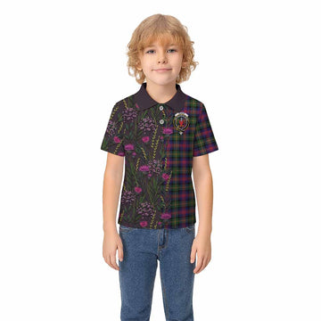 Logan Family Crest Tartan Kid Polo Shirt Scottish Thistle Flower Pattern Half Style - Tartan Vibes Clothing