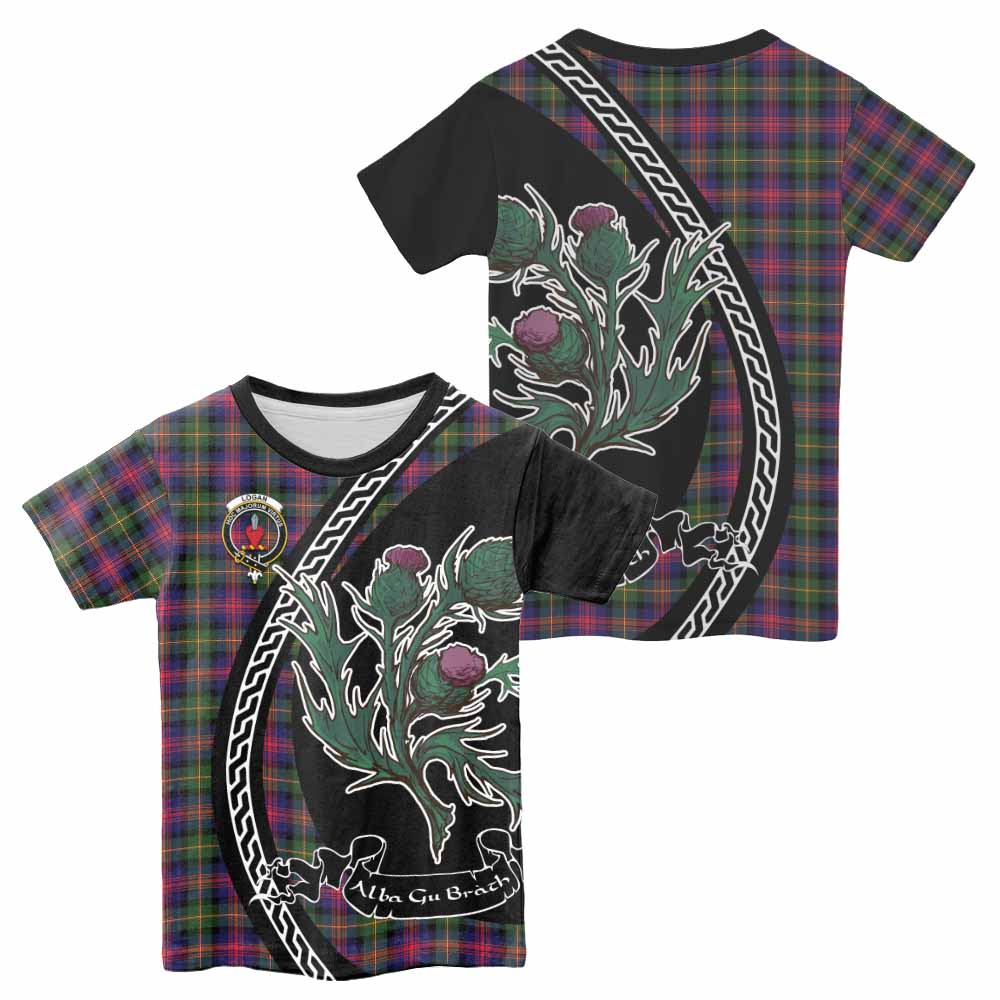 Logan Family Crest Tartan Kid T-shirt Alba Thistle Inspired - Tartan Vibes Clothing