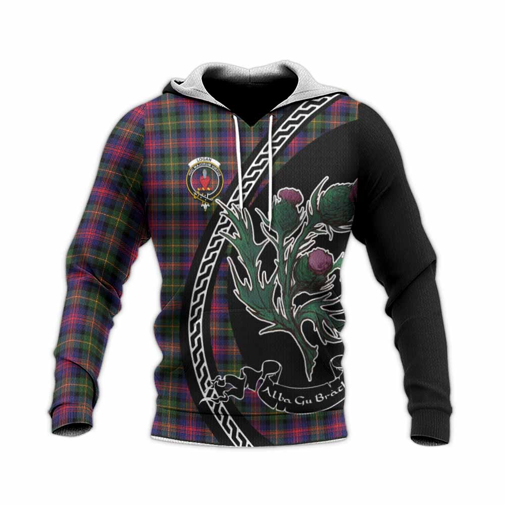 Logan Family Crest Tartan Knitted Hoodie Alba Thistle Inspired - Tartan Vibes Clothing