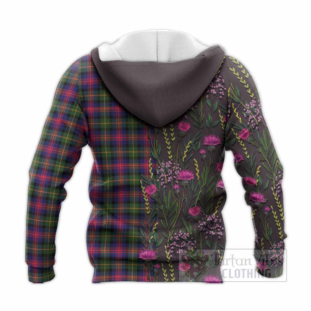 Logan Family Crest Tartan Knitted Hoodie Scottish Thistle Flower Pattern Half Style - Tartan Vibes Clothing