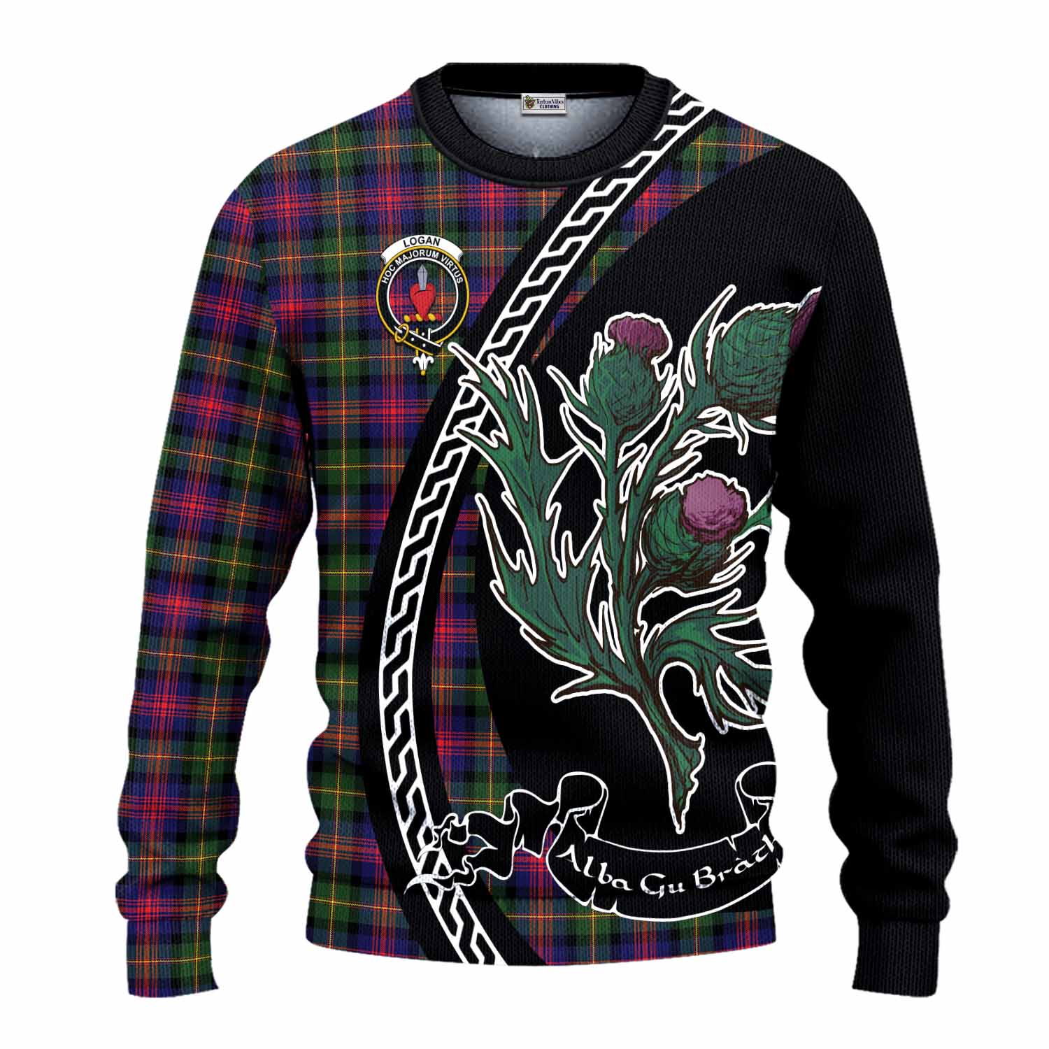 Logan Family Crest Tartan Knitted Sweater Alba Thistle Inspired - Tartan Vibes Clothing