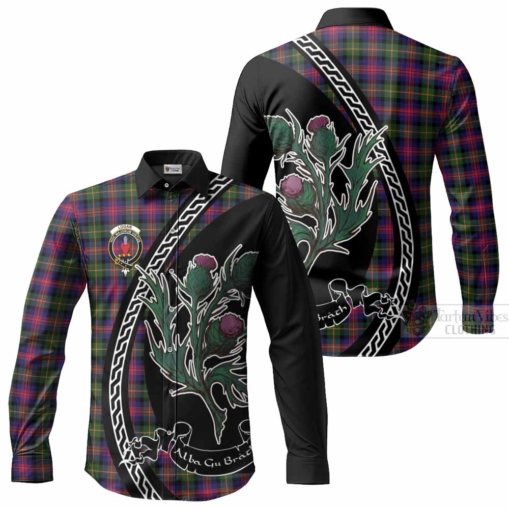 Logan Family Crest Tartan Long Sleeve Button Shirts Alba Thistle Inspired - Tartan Vibes Clothing