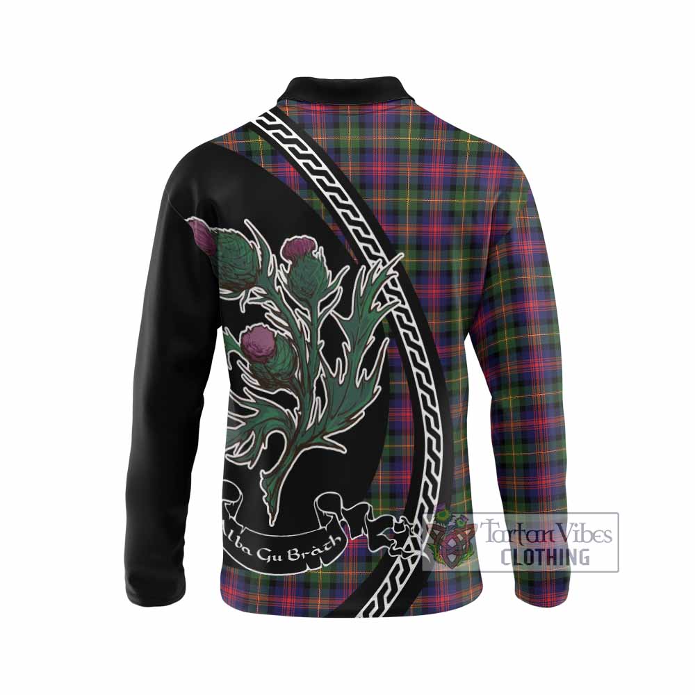 Logan Family Crest Tartan Long Sleeve Polo Shirt Alba Thistle Inspired - Tartan Vibes Clothing