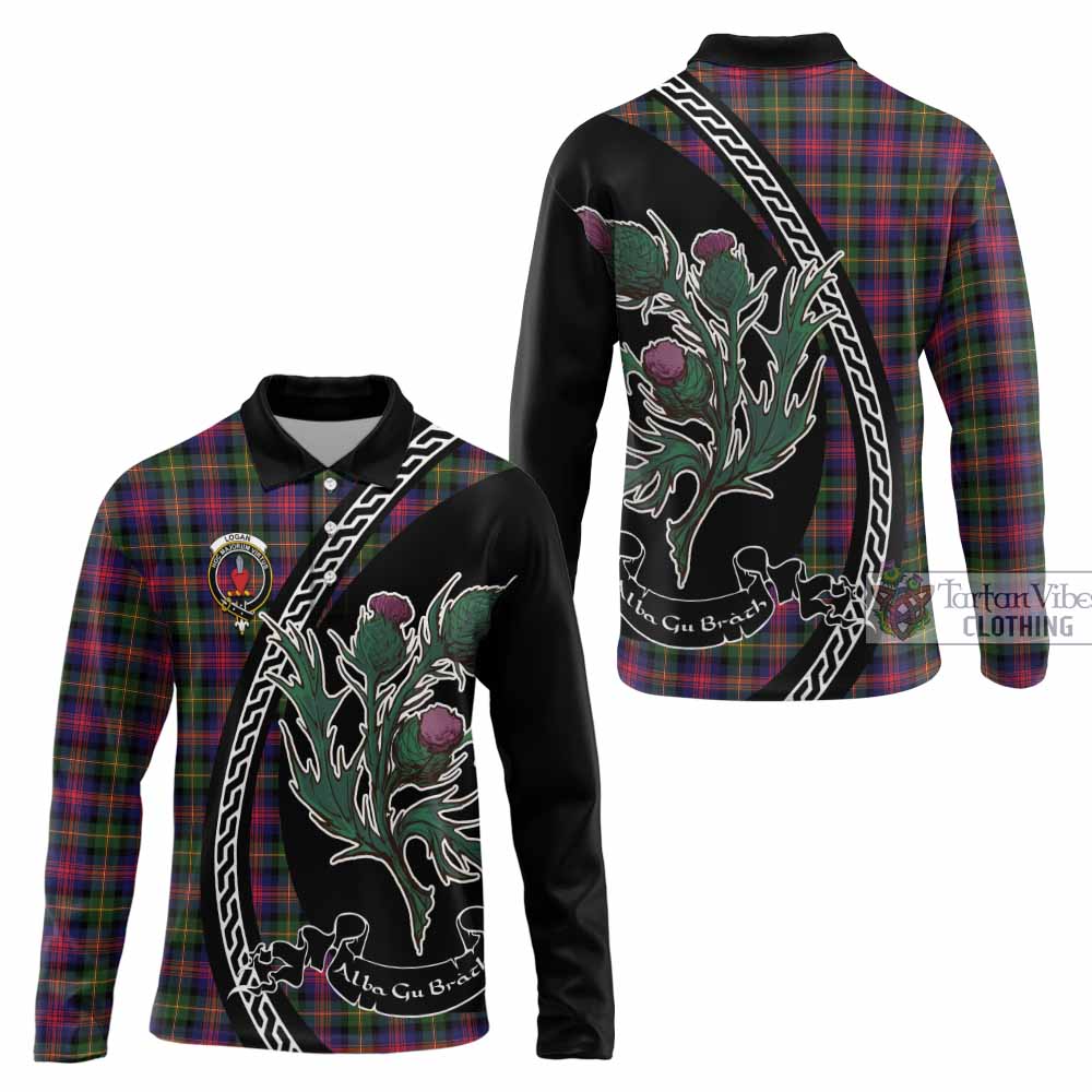Logan Family Crest Tartan Long Sleeve Polo Shirt Alba Thistle Inspired - Tartan Vibes Clothing
