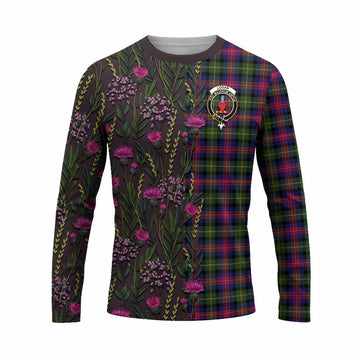 Logan Family Crest Tartan Long Sleeve T-Shirt Scottish Thistle Flower Pattern Half Style - Tartan Vibes Clothing