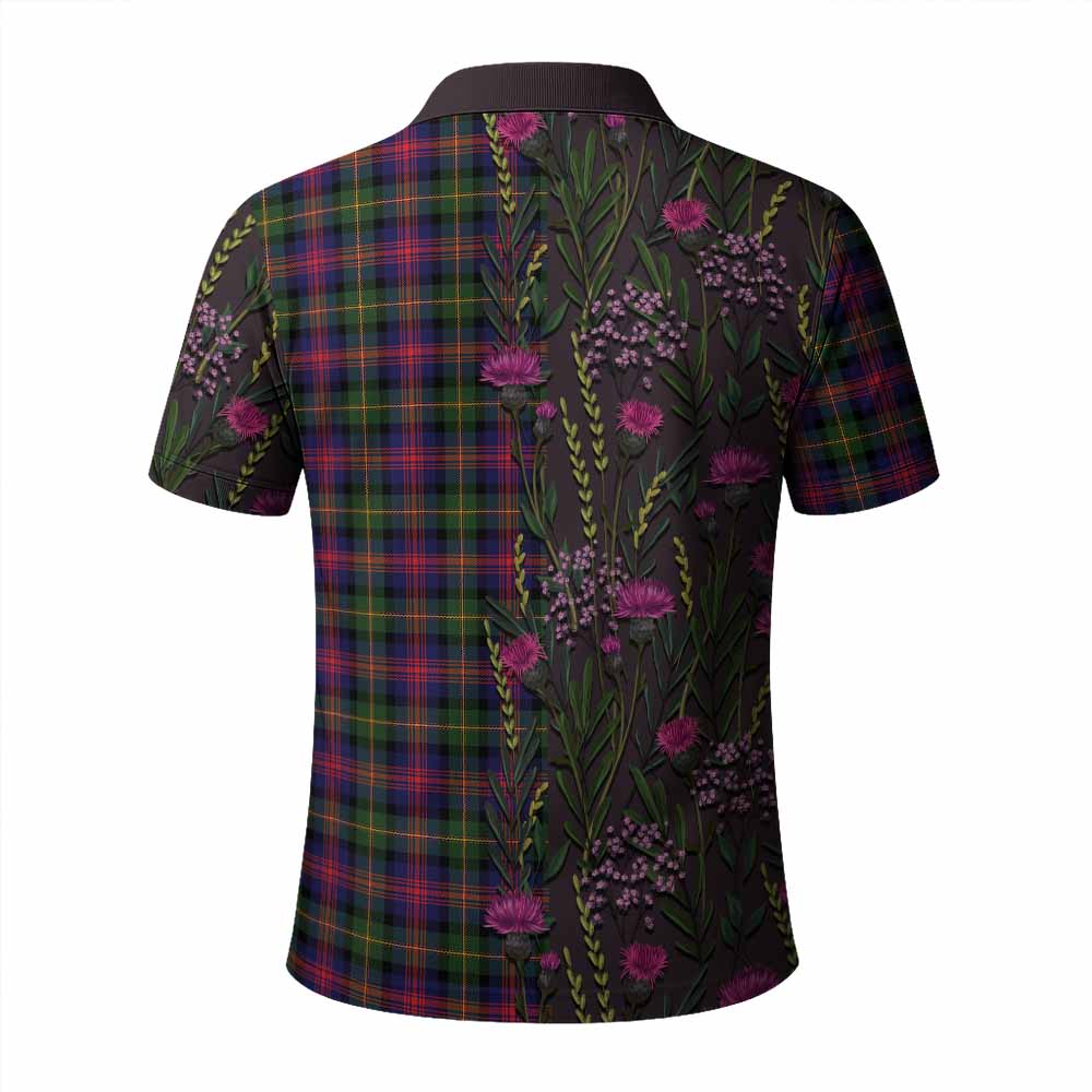 Logan Family Crest Tartan Polo Shirt Scottish Thistle Flower Pattern Half Style - Tartan Vibes Clothing