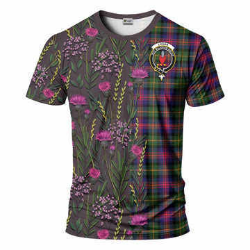 Logan Family Crest Tartan T-Shirt Scottish Thistle Flower Pattern Half Style - Tartan Vibes Clothing