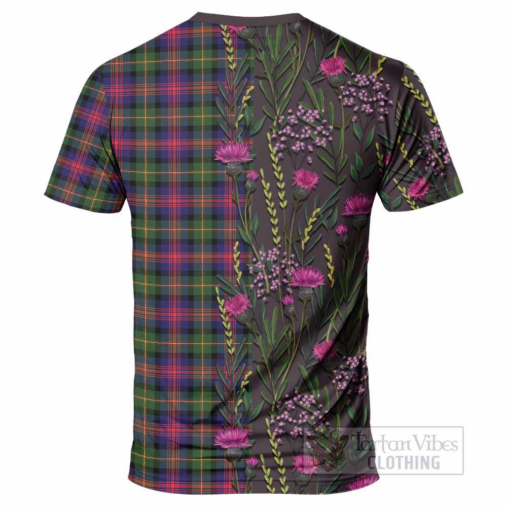 Logan Family Crest Tartan T-Shirt Scottish Thistle Flower Pattern Half Style - Tartan Vibes Clothing