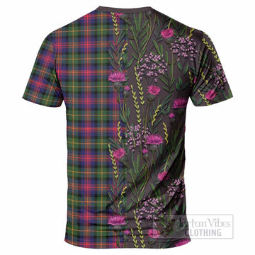 Logan Family Crest Tartan T-Shirt Scottish Thistle Flower Pattern Half Style - Tartan Vibes Clothing