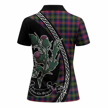 Logan Family Crest Tartan Women Polo Shirt Alba Thistle Inspired