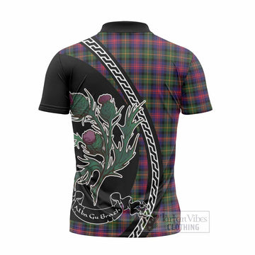 Logan Family Crest Tartan Zipper Polo Shirt Alba Thistle Inspired