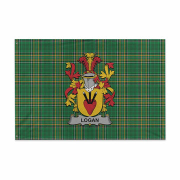 Logan Irish Clan Tartan House Flag with Coat of Arms