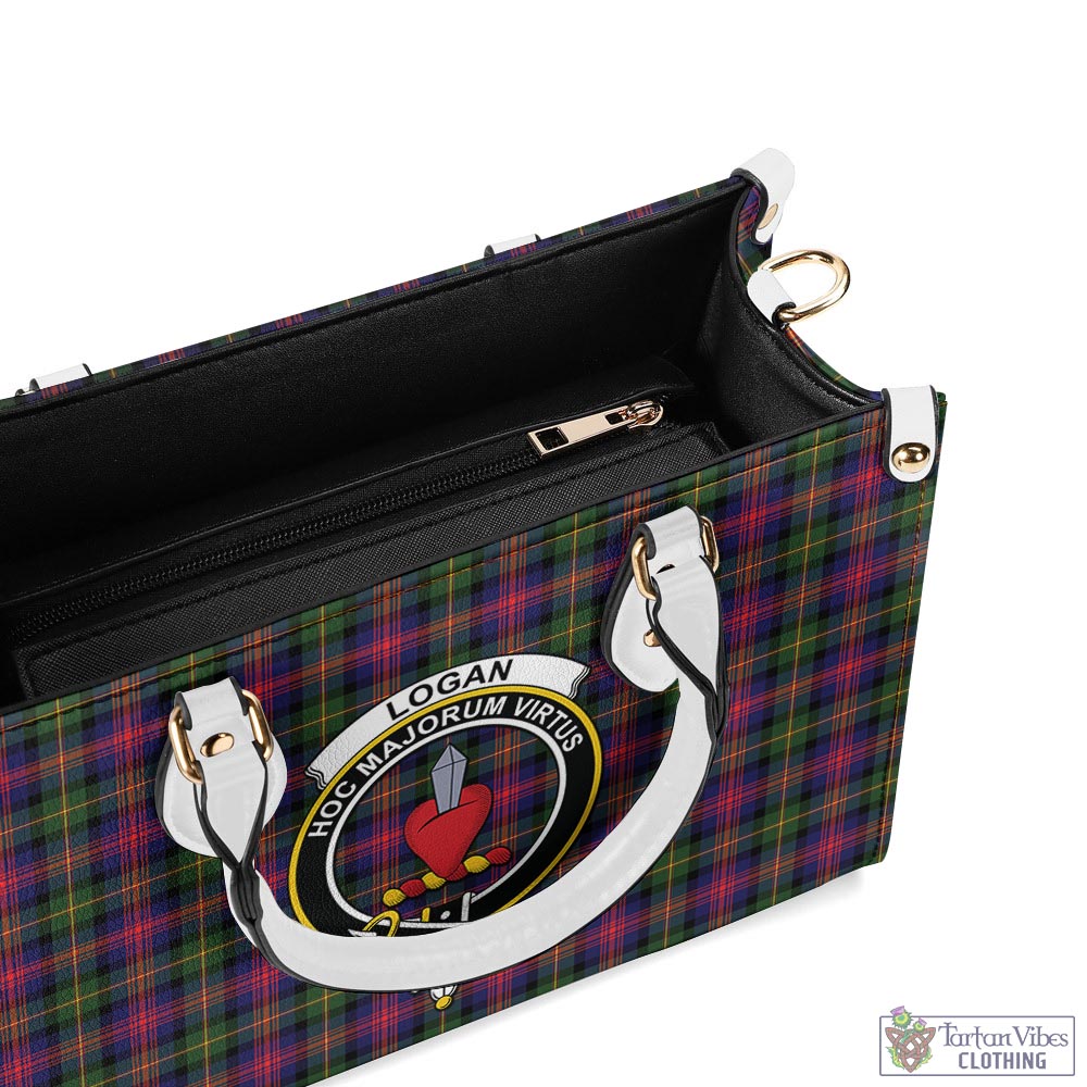 Tartan Vibes Clothing Logan Modern Tartan Luxury Leather Handbags with Family Crest