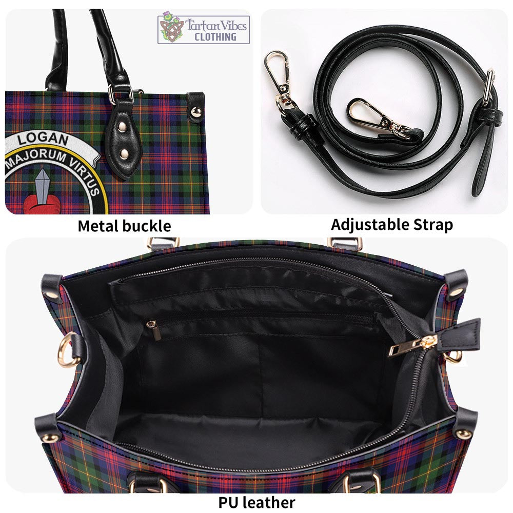 Tartan Vibes Clothing Logan Modern Tartan Luxury Leather Handbags with Family Crest
