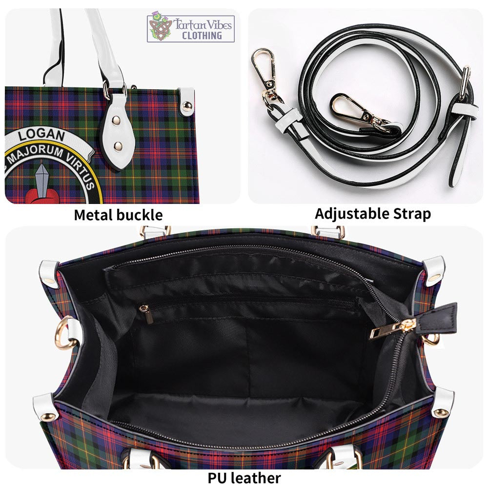 Tartan Vibes Clothing Logan Modern Tartan Luxury Leather Handbags with Family Crest