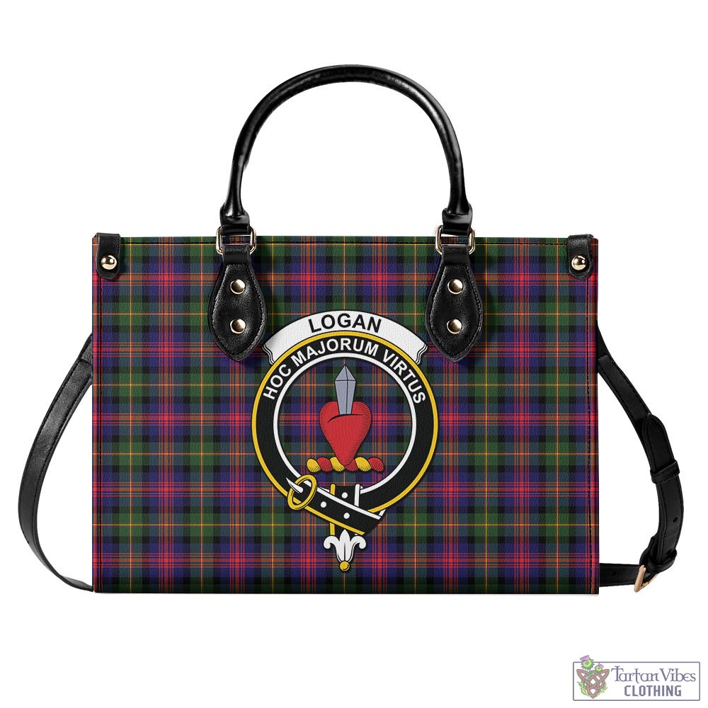 Tartan Vibes Clothing Logan Modern Tartan Luxury Leather Handbags with Family Crest