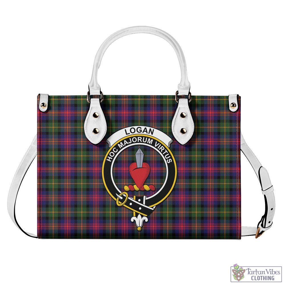 Tartan Vibes Clothing Logan Modern Tartan Luxury Leather Handbags with Family Crest
