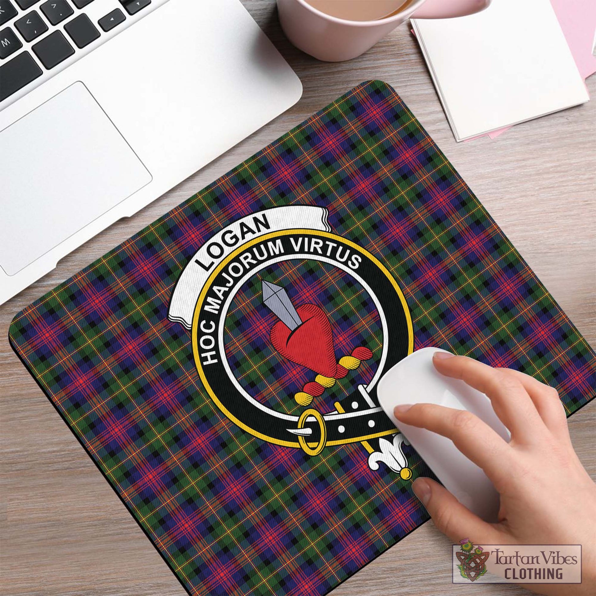 Tartan Vibes Clothing Logan Modern Tartan Mouse Pad with Family Crest