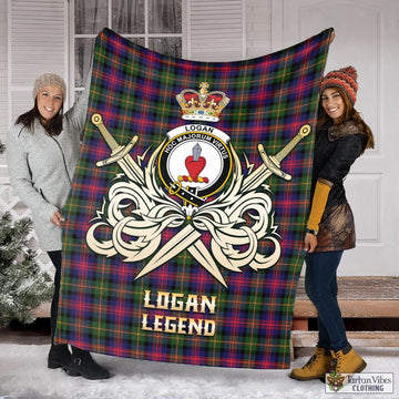 Logan Modern Tartan Blanket with Clan Crest and the Golden Sword of Courageous Legacy