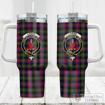 Logan Modern Tartan and Family Crest Tumbler with Handle