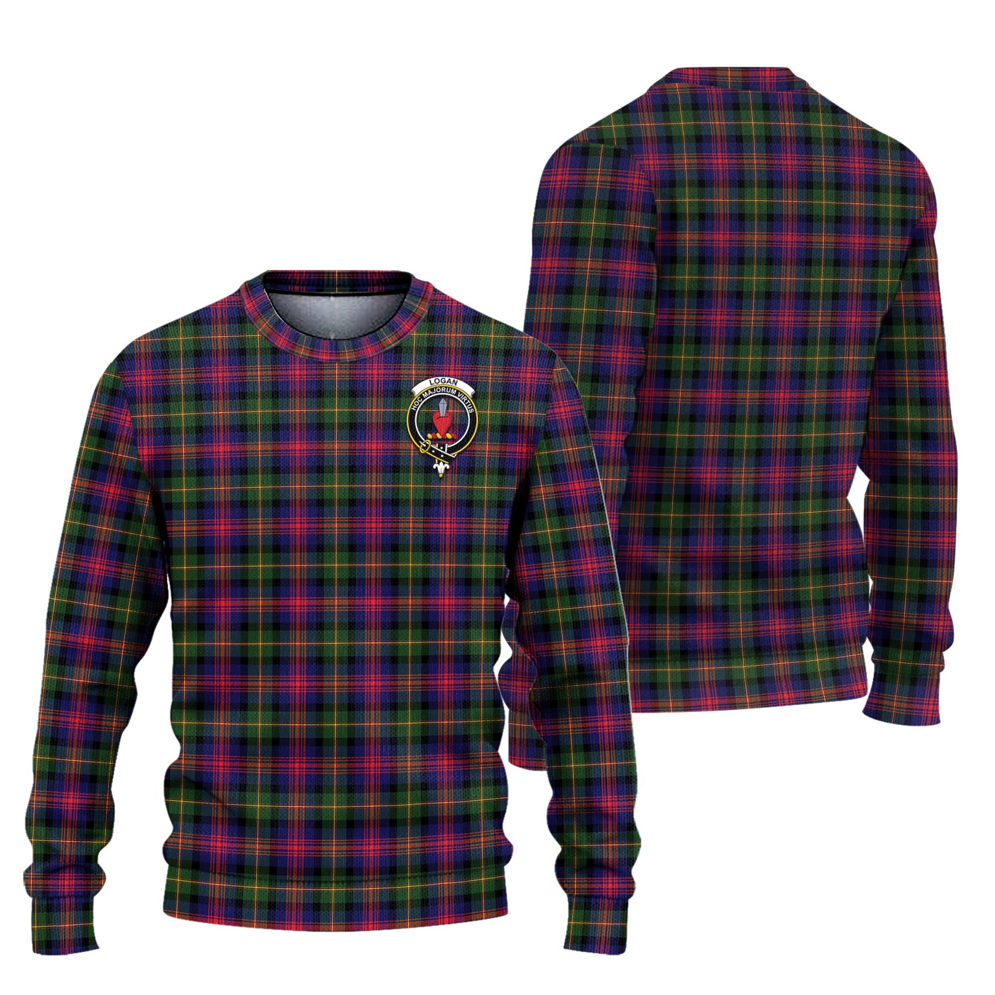 Logan Modern Tartan Knitted Sweater with Family Crest Unisex - Tartanvibesclothing