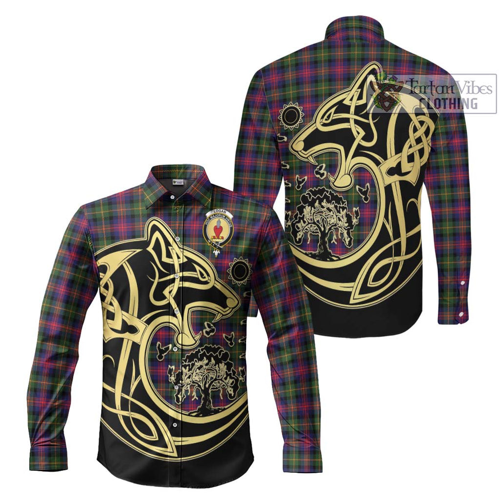Logan Tartan Long Sleeve Button Shirt with Family Crest Celtic Wolf Style Men's Shirt S - Tartan Vibes Clothing