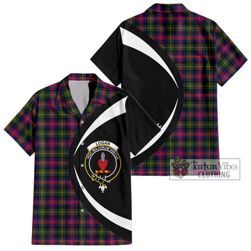 Logan Tartan Hawaiian Shirt with Family Crest Circle Style