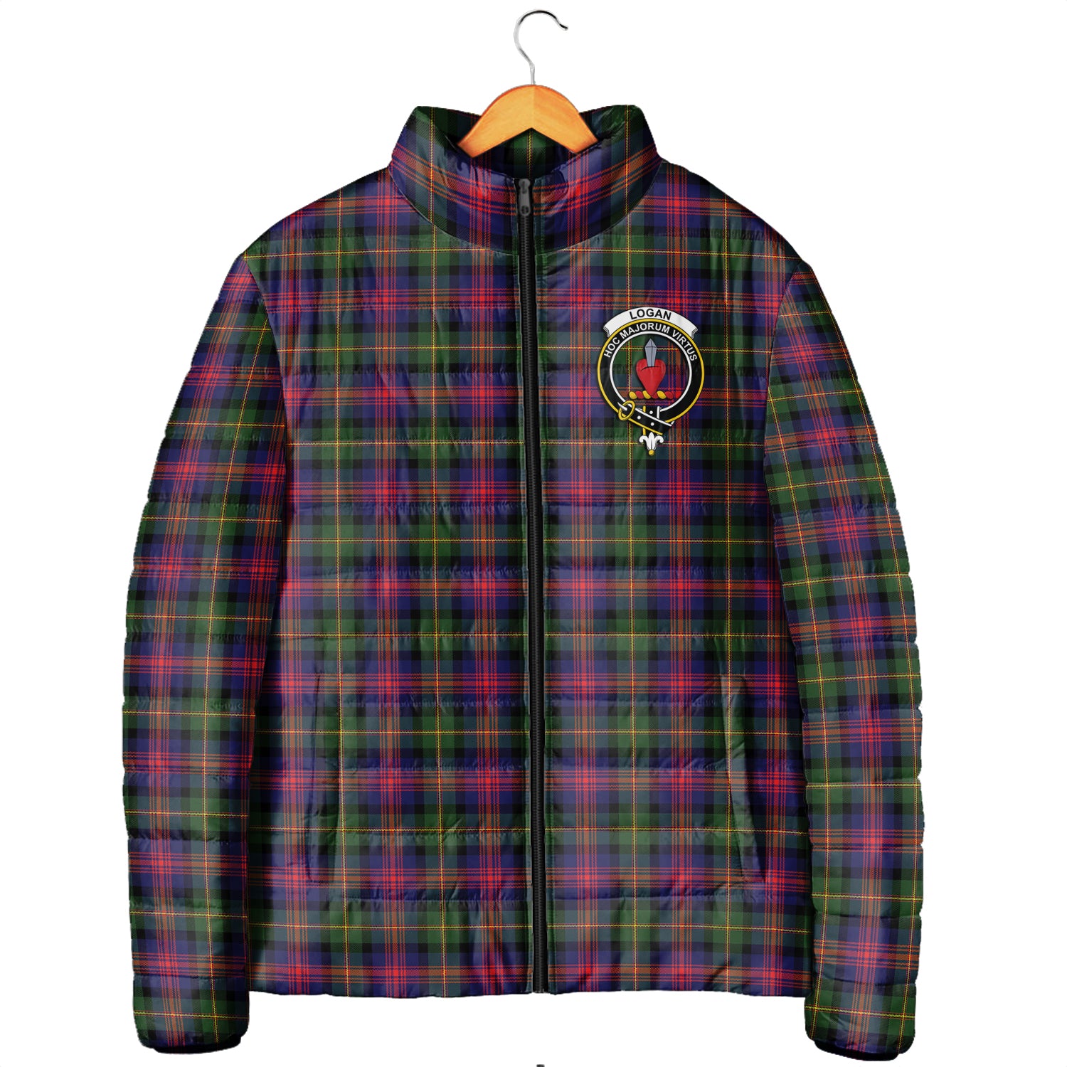 Logan Tartan Padded Jacket with Family Crest Men's Padded Jacket - Tartan Vibes Clothing