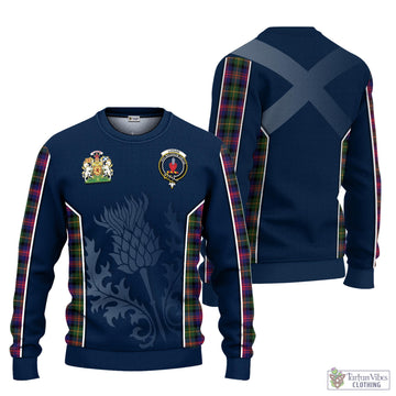 Tartan Vibes Clothing Logan Modern Tartan Knitted Sweatshirt with Family Crest and Scottish Thistle Vibes Sport Style