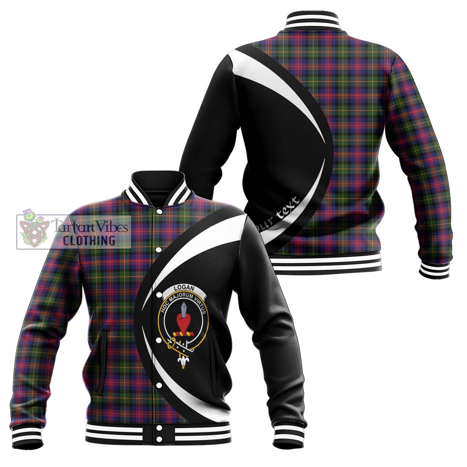 Logan Tartan Baseball Jacket with Family Crest Circle Style Unisex - Tartan Vibes Clothing