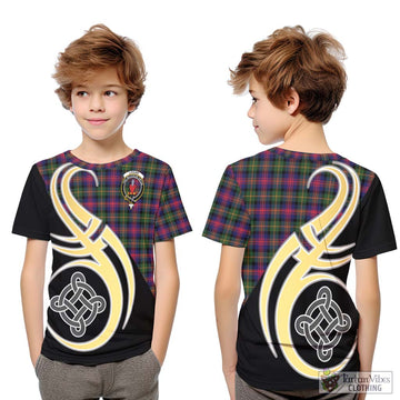 Logan Tartan Kid T-Shirt with Family Crest and Celtic Symbol Style
