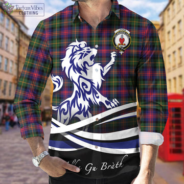 Logan Modern Tartan Long Sleeve Button Up Shirt with Alba Gu Brath Regal Lion Emblem