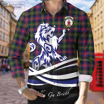 Logan Tartan Long Sleeve Button Up Shirt with Alba Gu Brath Regal Lion Emblem