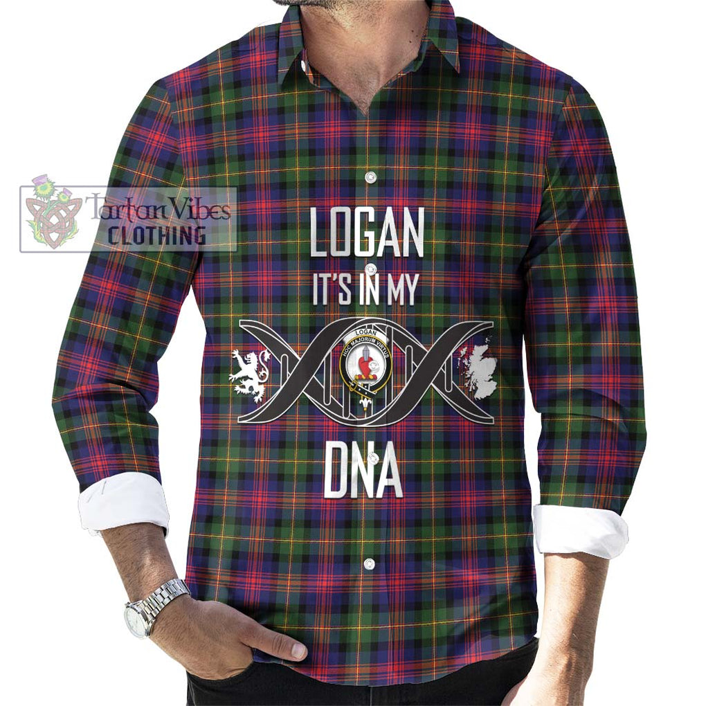 Logan Tartan Long Sleeve Button Shirt with Family Crest DNA In Me Style Men's Shirt S - Tartanvibesclothing Shop