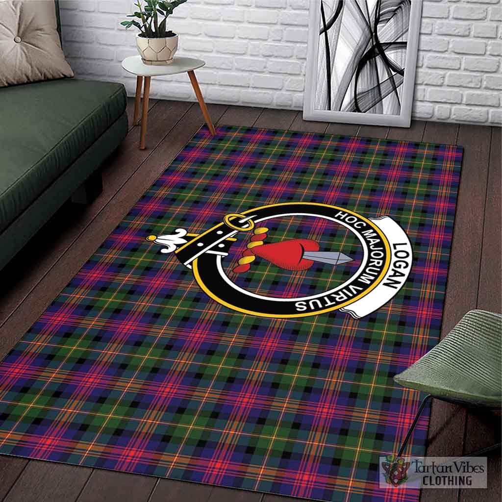 Tartan Vibes Clothing Logan Modern Tartan Area Rug with Family Crest