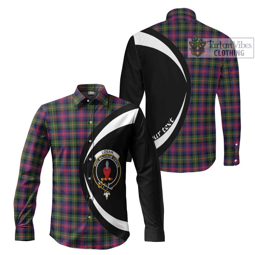 Logan Tartan Long Sleeve Button Up with Family Crest Circle Style Men's Shirt S - Tartan Vibes Clothing
