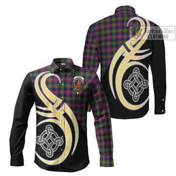 Logan Tartan Long Sleeve Button Shirt with Family Crest and Celtic Symbol Style