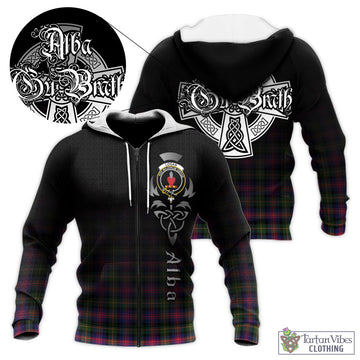 Logan Tartan Knitted Hoodie Featuring Alba Gu Brath Family Crest Celtic Inspired
