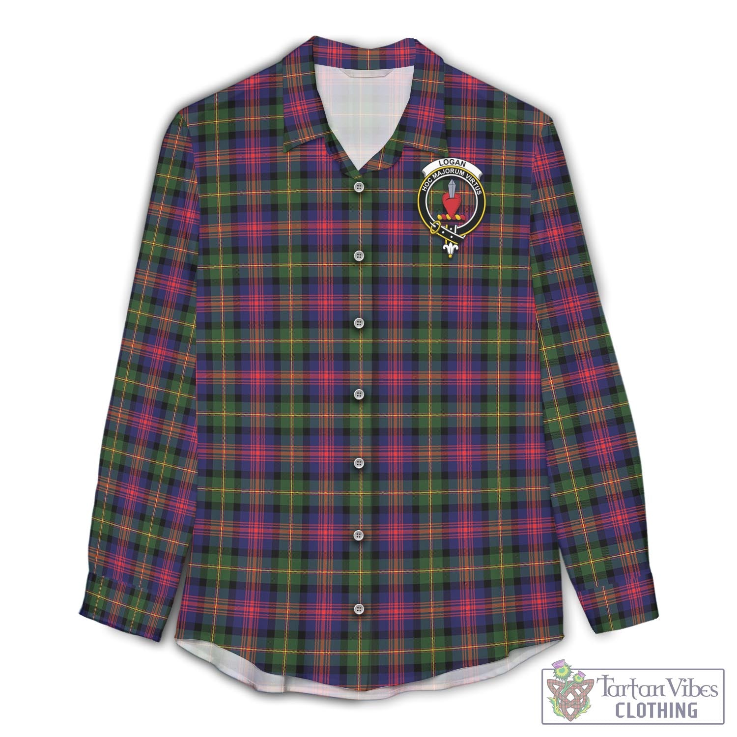 Tartan Vibes Clothing Logan Modern Tartan Womens Casual Shirt with Family Crest