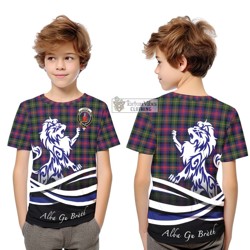 Logan Tartan Kid T-Shirt with Alba Gu Brath Regal Lion Emblem Youth XL Size14 - Tartan Vibes Clothing