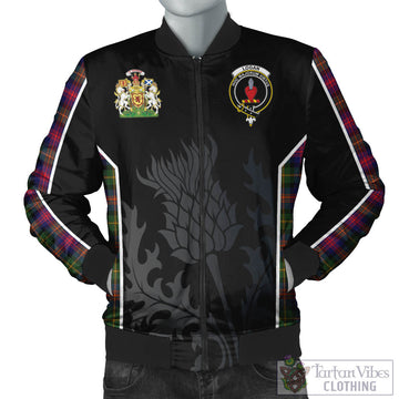 Logan Tartan Bomber Jacket with Family Crest and Scottish Thistle Vibes Sport Style