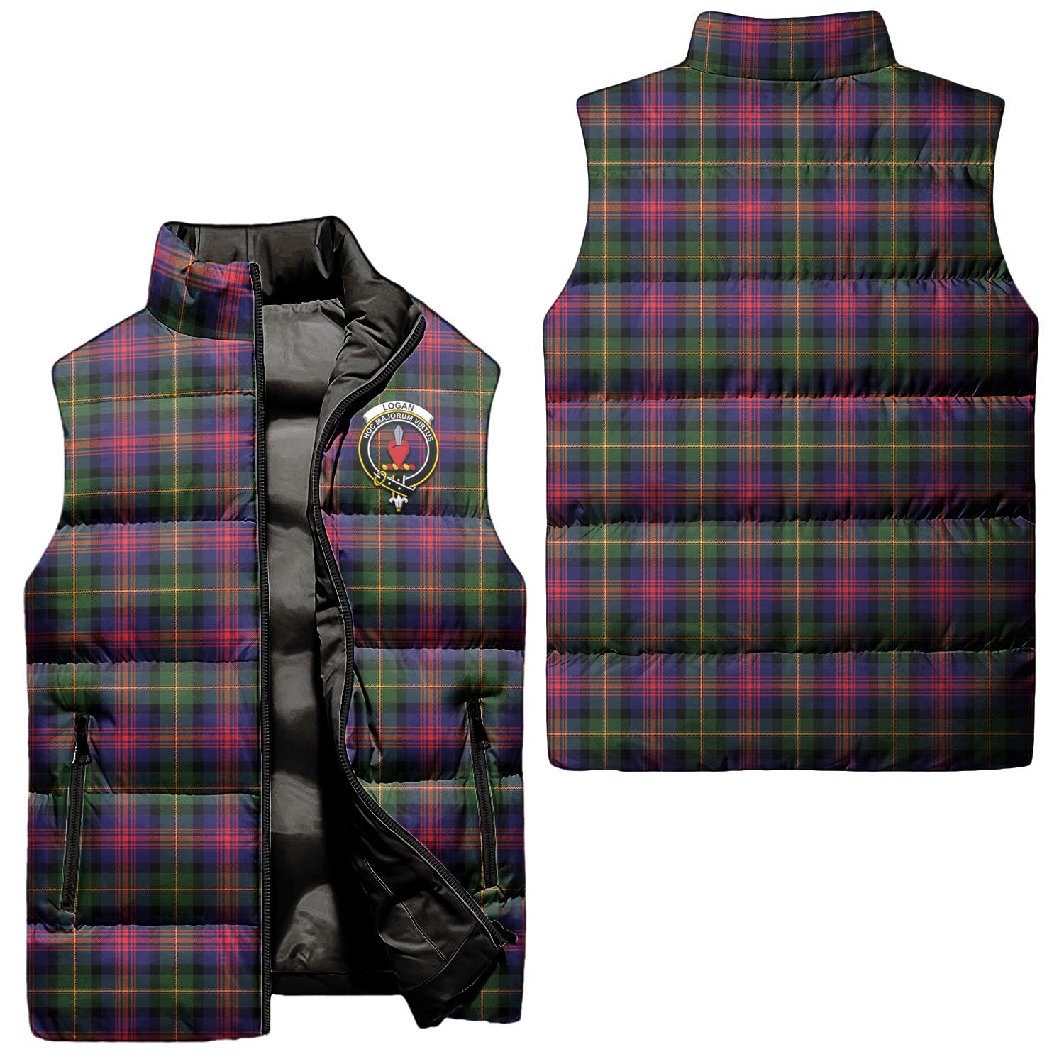Logan Modern Tartan Sleeveless Puffer Jacket with Family Crest Unisex - Tartanvibesclothing
