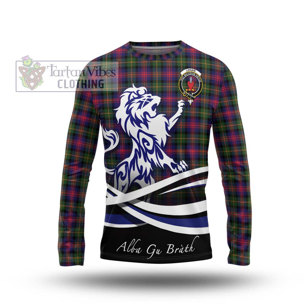 Logan Tartan Long Sleeve T-Shirt with Alba Gu Brath Regal Lion Emblem Unisex - Tartan Vibes Clothing