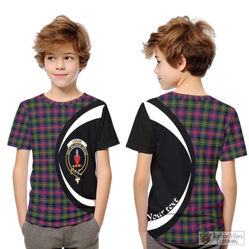 Logan Tartan Kid T-Shirt with Family Crest Circle Style