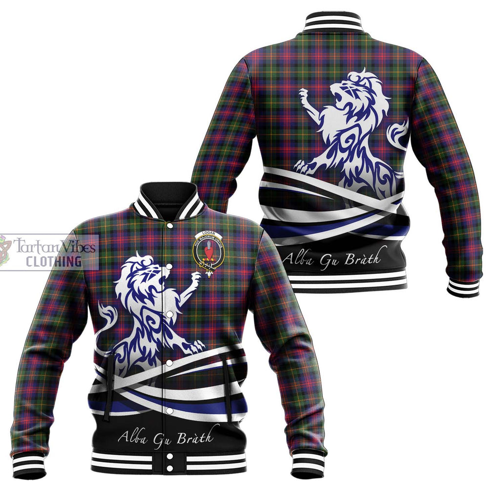 Logan Tartan Baseball Jacket with Alba Gu Brath Regal Lion Emblem Unisex - Tartanvibesclothing Shop
