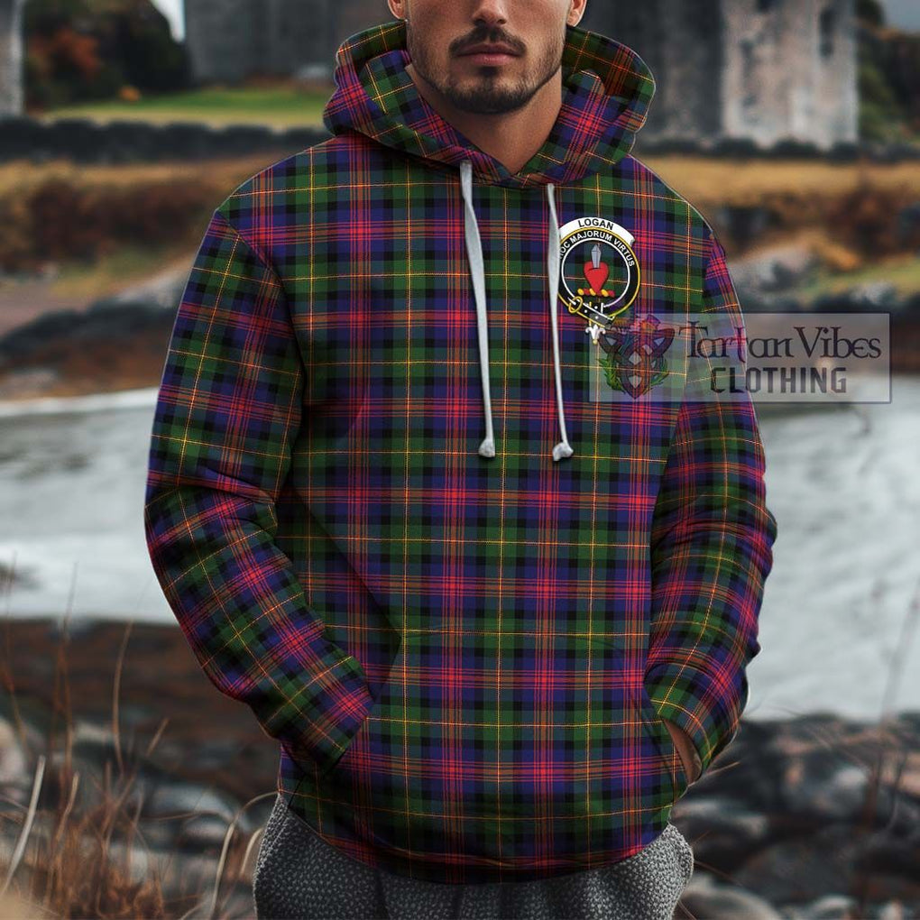 Logan Tartan Cotton Hoodie with Family Crest Zip Hoodie - Tartan Vibes Clothing