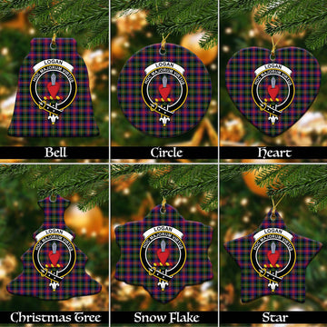 Logan Tartan Christmas Ceramic Ornaments with Family Crest